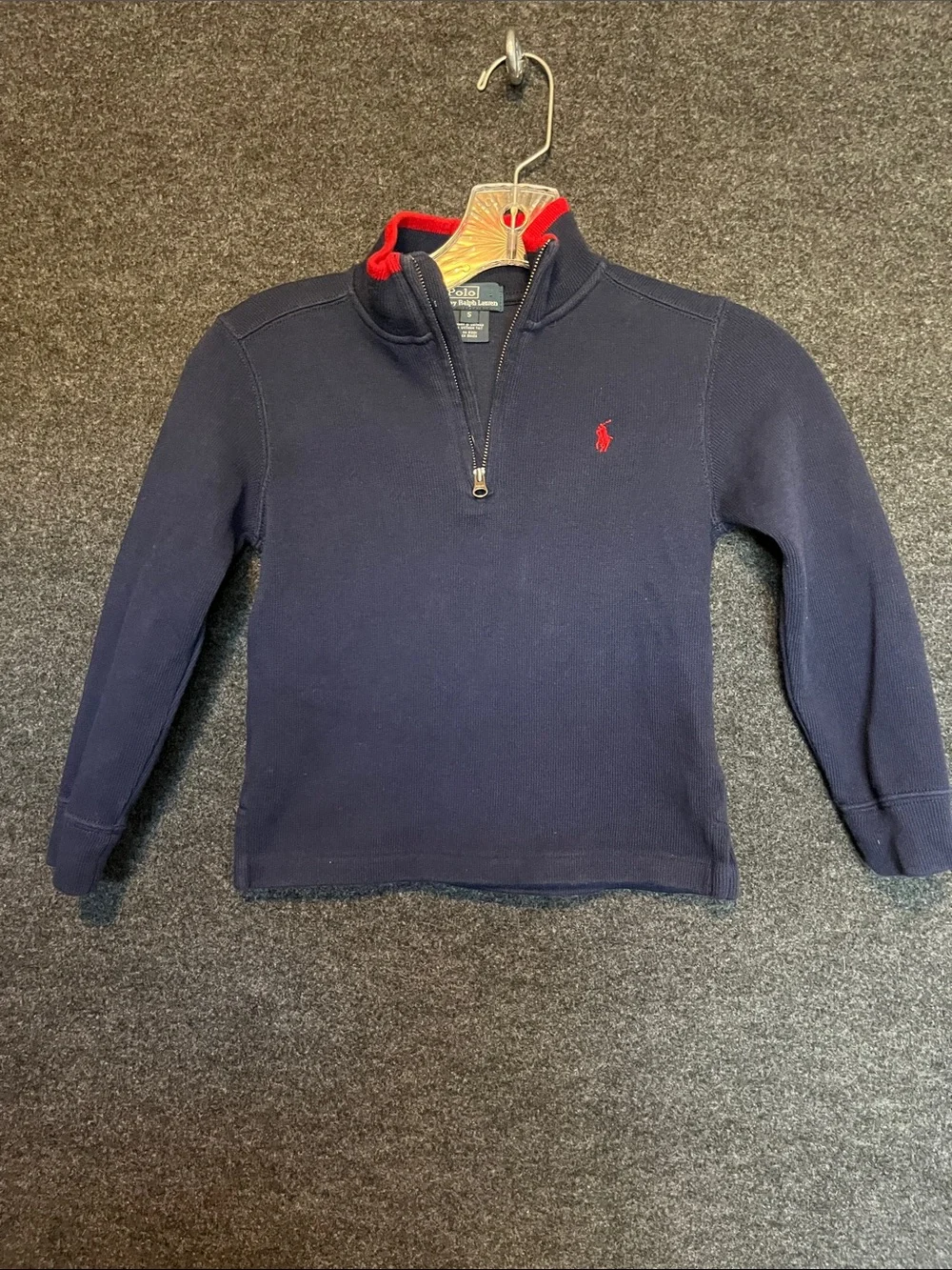 Polo by Ralph Lauren Navy Quarter-Zip Pullover with Red Pony